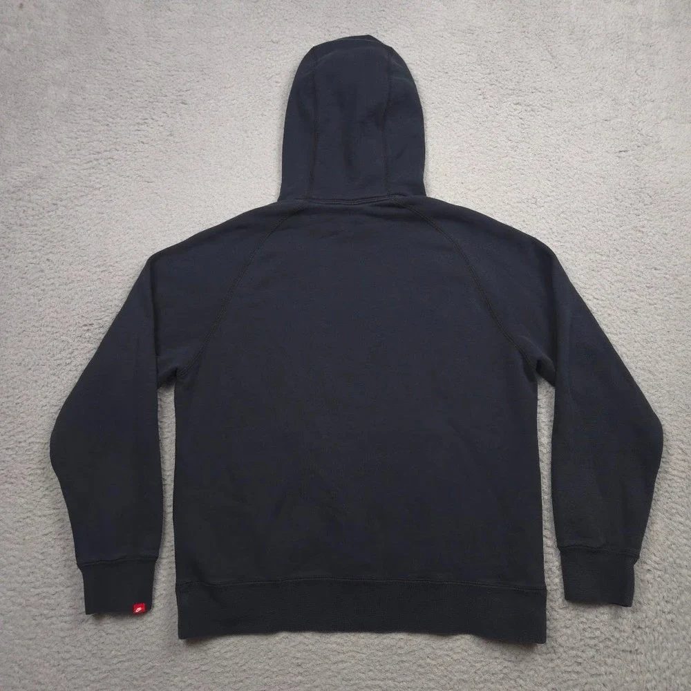 Nike Just Do It Hoodie Adult L Black White Graphic Pullover Fleece Sweatshirt